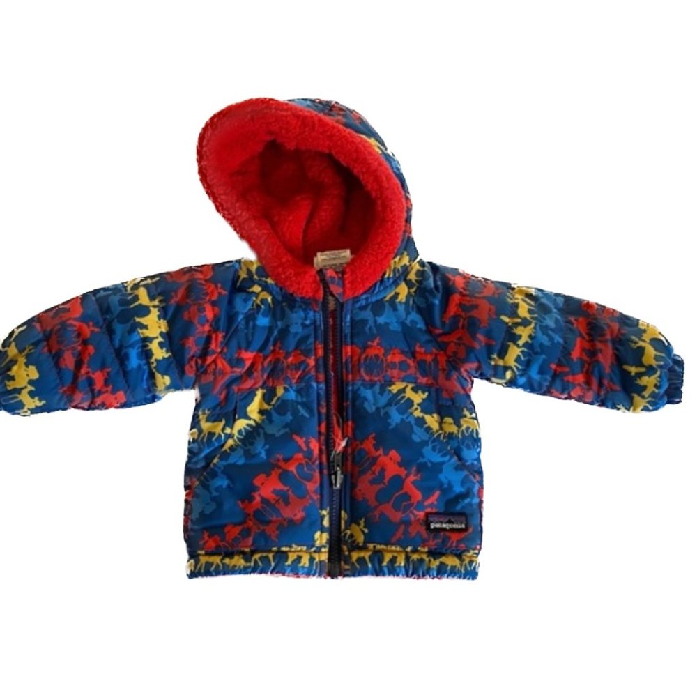 Patagonia Tribbles Reversible Jacket Coat Sherpa Fleece 3m Animal print